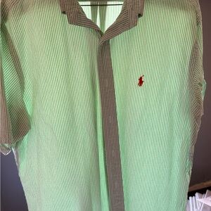 Polo by Ralph Lauren Men's Green Striped Shirt